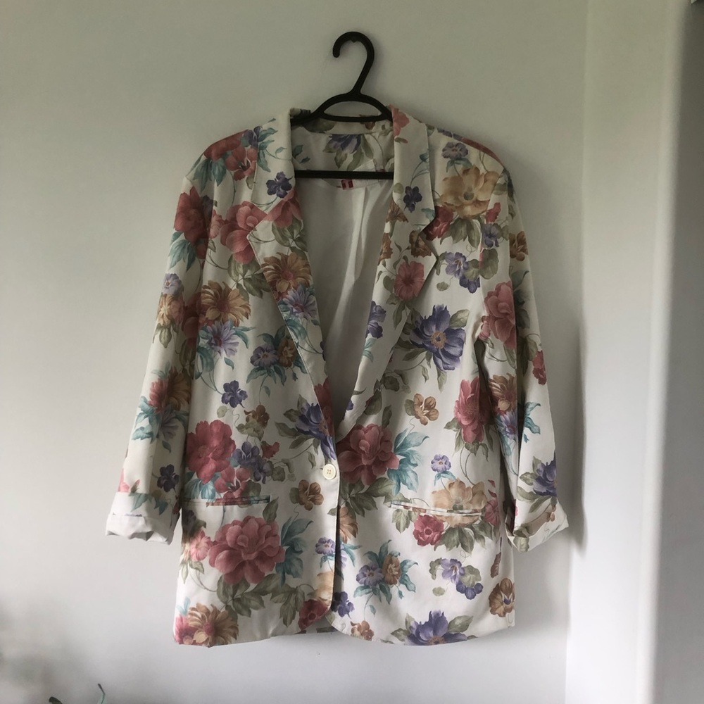 Vintage Functionals Floral Print Women’s Blazer Jacket | Size 14
